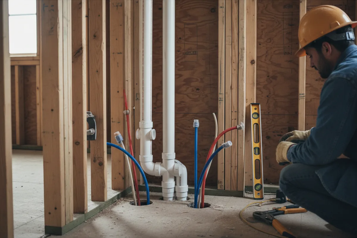 Drain and supply rough-in during Leak Detection in Clements